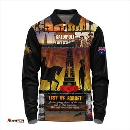 Amazing Aussie Australia Anzac Day Honoring Gallipoli Heroes Memorial Long Sleeve Polo Shirt