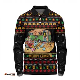 Amazing Aussie Australia Christmas Custom Aussie Christmas Merry Campers Long Sleeve Polo Shirt