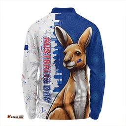 Amazing Aussie Australia Australia Day Spirit Kangaroo Design Long Sleeve Polo Shirt