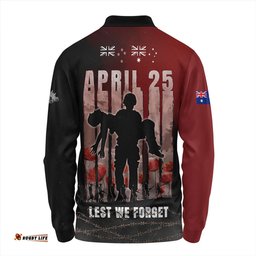Amazing Aussie Australia Anzac Day Lest We Forget The Sacrifice Of Soldiers Long Sleeve Polo Shirt
