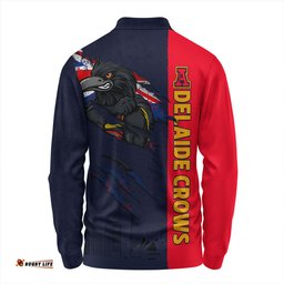 Amazing Aussie Adelaide Crows Burning Passion Of Power Scratch Style Long Sleeve Polo Shirt