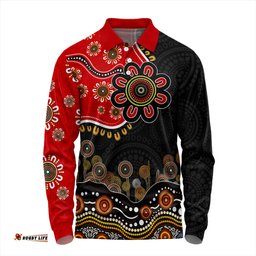 Amazing Aussie Australia Aboriginal Dot Art In My Heart Long Sleeve Polo Shirt