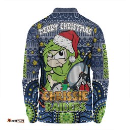 Canberra Raiders Christmas Custom Long Sleeve Polo Shirt - Christmas Knit Patterns Vintage Jersey Ugly Long Sleeve Polo Shirt