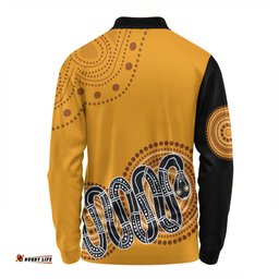 Amazing Aussie Australia Aboriginal Custom Orange Rainbow Serpent Dreaming Inspired Long Sleeve Polo Shirt