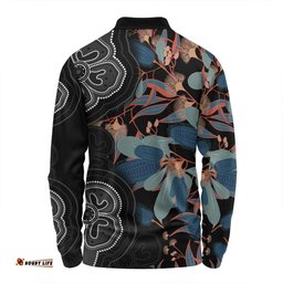 Amazing Aussie Australia Aboriginal Australian Native Floral Seamless Pattern Long Sleeve Polo Shirt
