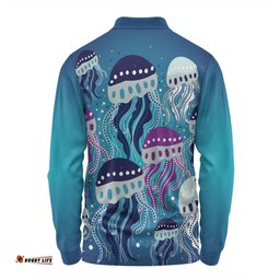 Amazing Aussie Australia Aboriginal Aboriginal Art Painting With Jellyfish Long Sleeve Polo Shirt