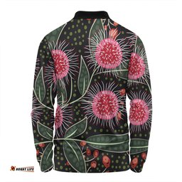 Amazing Aussie Australia Flowers Aboriginal Aboriginal Style Australian Hakea Flower Long Sleeve Polo Shirt