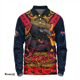 Amazing Aussie Adelaide Crows Ripped Legacy Of The Game The ANZAC Spirit Lives On Long Sleeve Polo Shirt
