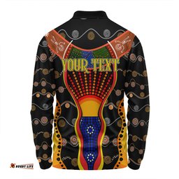 Amazing Aussie Australia Aboriginal Custom Indigenous Dot With Boomerang Inspired Long Sleeve Polo Shirt