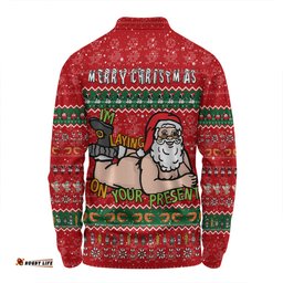 Amazing Aussie Australia Christmas Custom Merry Chrismas I'm Laying On Your Present Long Sleeve Polo Shirt