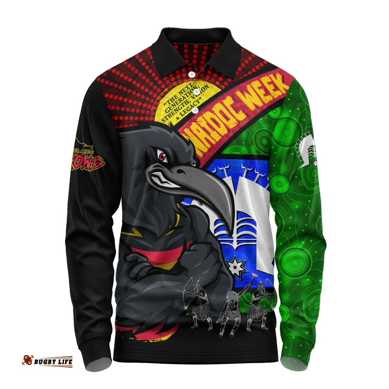 Amazing Aussie Adelaide Crows NAIDOC Week Pride Edition Long Sleeve Polo Shirt