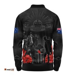 Amazing Aussie Australia Anzac Lest We Forget Light Horse Design Long Sleeve Polo Shirt