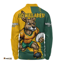 Amazing Aussie Aussie Wallabies Unstoppable Wallabies Spirit Of The Championship Yellow Long Sleeve Polo Shirt