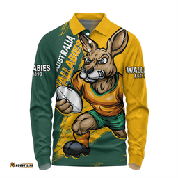 Amazing Aussie Aussie Wallabies Unstoppable Wallabies Spirit Of The Championship Yellow Long Sleeve Polo Shirt