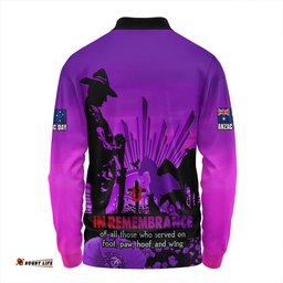 Amazing Aussie Australia Anzac Day Animal Companions Forever Remembered Long Sleeve Polo Shirt