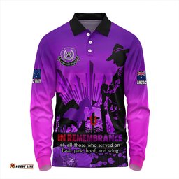 Amazing Aussie Australia Anzac Day Animal Companions Forever Remembered Long Sleeve Polo Shirt