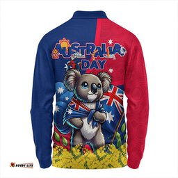 Amazing Aussie Australia Golden Wattle And Koala Australia Day Celebration Long Sleeve Polo Shirt