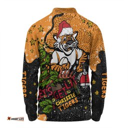 Wests Tigers Christmas Custom Long Sleeve Polo Shirt - Let's Get Lit Chrisse Pressie Long Sleeve Polo Shirt