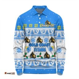 Gold Coast Titans Christmas Custom Long Sleeve Polo Shirt - Special Ugly Christmas Long Sleeve Polo Shirt