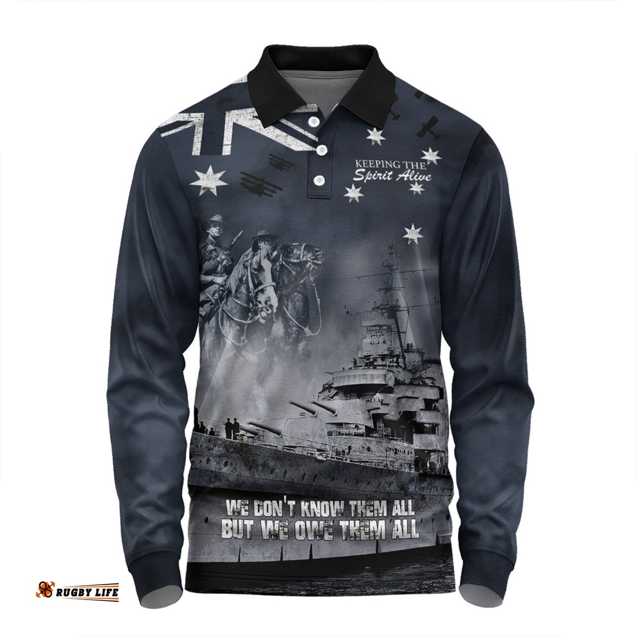 Amazing Aussie Australia Anzac Day Remember All The Battles Fought Long Sleeve Polo Shirt