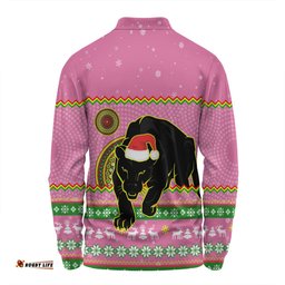 Penrith Panthers Christmas Custom Long Sleeve Polo Shirt - Ugly Xmas And Aboriginal Patterns For Die Hard Fan Long Sleeve Polo Shirt