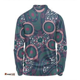 Amazing Aussie Australia Aboriginal Green Aboriginal Dot Art Inspired Long Sleeve Polo Shirt