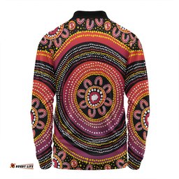 Amazing Aussie Australia Aboriginal Aboriginal Dot Art Design Long Sleeve Polo Shirt