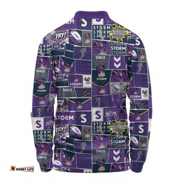 Melbourne Storm Long Sleeve Polo Shirt - Team Of Us Die Hard Fan Supporters Comic Style Long Sleeve Polo Shirt