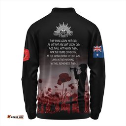 Amazing Aussie Australia Anzac Day Lest We Forget Red Long Sleeve Polo Shirt
