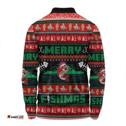 Amazing Aussie Australia Christmas Fishing Custom Merry Ugly Fishmas Long Sleeve Polo Shirt