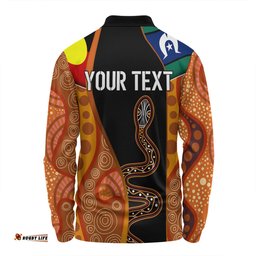 Amazing Aussie Australia Aboriginal Custom Indigenous Rainbow Serpent Inspired Long Sleeve Polo Shirt