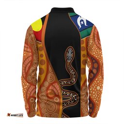 Amazing Aussie Australia Aboriginal Custom Indigenous Rainbow Serpent Inspired Long Sleeve Polo Shirt