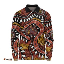 Amazing Aussie Australia Rainbow Serpent Aboriginal Aboriginal Dot Art Snake Artwork Long Sleeve Polo Shirt