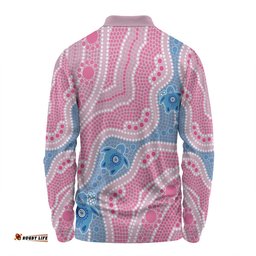 Amazing Aussie Australia Turtles Aboriginal Custom Dreamtime River And Turtles Dot Art Painting Pink Long Sleeve Polo Shirt
