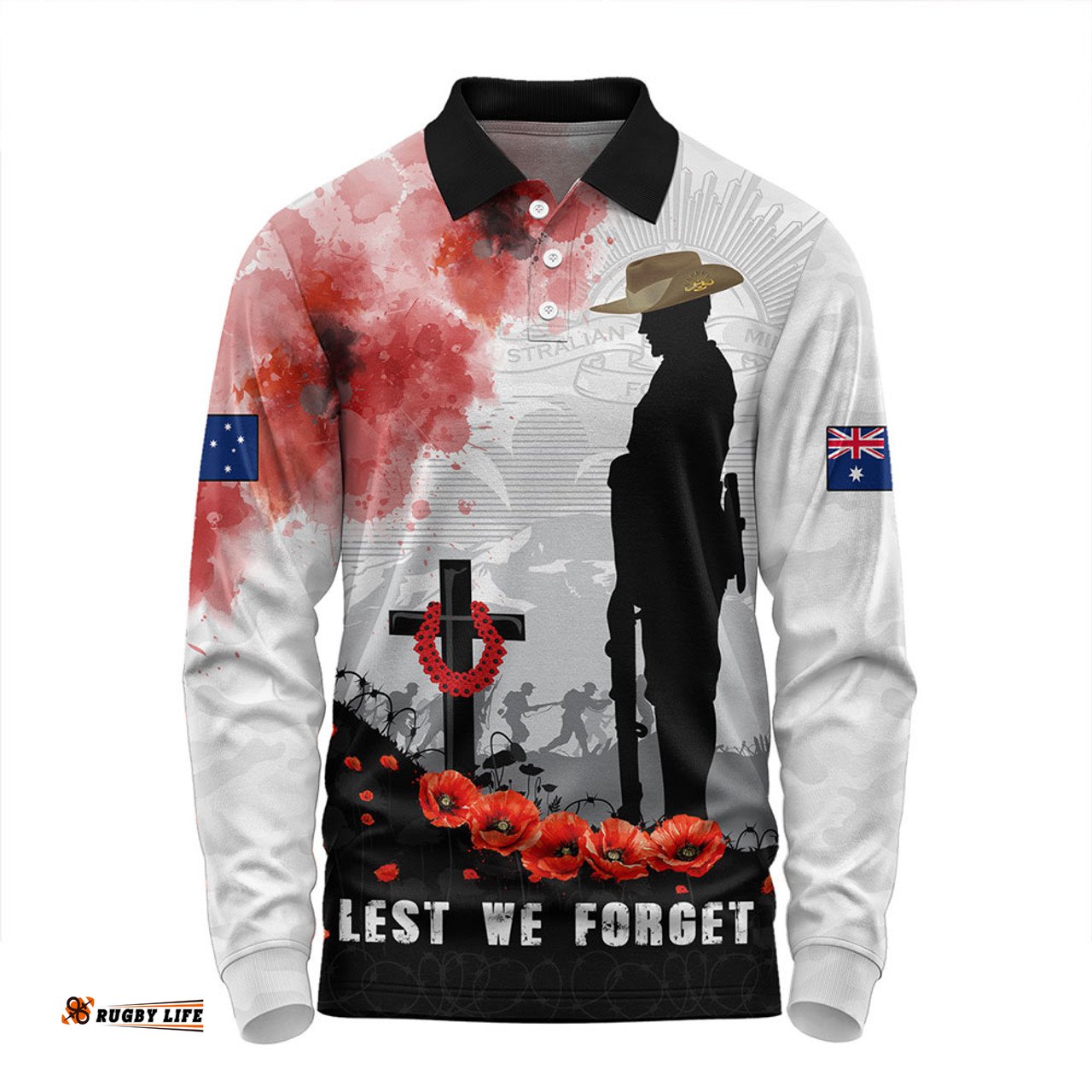 Amazing Aussie Australia Blood And Honor Remembrance Day Tribute Long Sleeve Polo Shirt