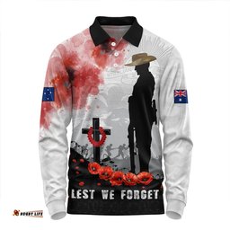 Amazing Aussie Australia Blood And Honor Remembrance Day Tribute Long Sleeve Polo Shirt