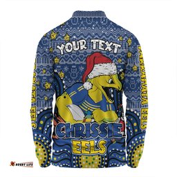 Parramatta Eels Christmas Custom Long Sleeve Polo Shirt - Christmas Knit Patterns Vintage Jersey Ugly Long Sleeve Polo Shirt