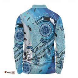 Amazing Aussie Australia Dot Painting Inspired Aboriginal Aboriginal Dot Art With Crocodile Long Sleeve Polo Shirt