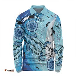 Amazing Aussie Australia Dot Painting Inspired Aboriginal Aboriginal Dot Art With Crocodile Long Sleeve Polo Shirt