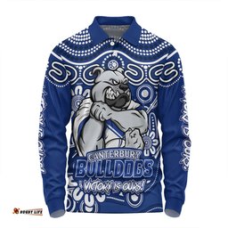 Amazing Aussie Canterbury Bankstown Bulldogs Aboriginal Inspired Tough Fan Rugby For Life Ver 2.0 Long Sleeve Polo Shirt