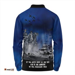 Amazing Aussie Australia Remember All The Battles Fought Blue Long Sleeve Polo Shirt