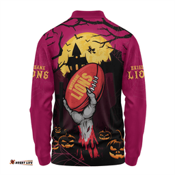 Amazing Aussie Brisbane Lions Full Moon Fever Halloween Supporter Long Sleeve Polo Shirt