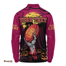 Amazing Aussie Brisbane Lions Full Moon Fever Halloween Supporter Long Sleeve Polo Shirt