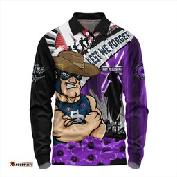 Amazing Aussie Carlton ANZAC Day Honor Purple Valor And Spirit Long Sleeve Polo Shirt