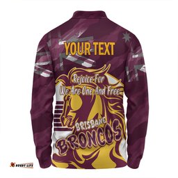 Amazing Aussie Brisbane Broncos Happy Australia Day We Are One And Free Long Sleeve Polo Shirt
