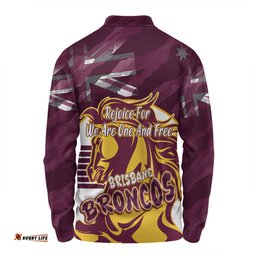 Amazing Aussie Brisbane Broncos Happy Australia Day We Are One And Free Long Sleeve Polo Shirt