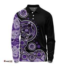 Amazing Aussie Australia Indigenous Turtle Aboriginal Dot Art Purple Long Sleeve Polo Shirt