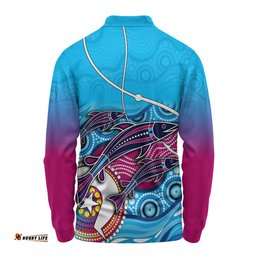 Amazing Aussie Australia Fishing Aboriginal Fishing Custom Fishaholic With The Dhari Symbol And Aboriginal Pattern Long Sleeve Polo Shirt