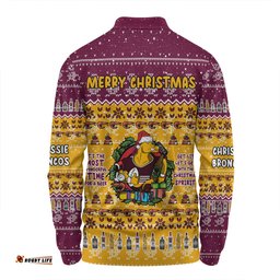 Amazing Aussie Brisbane Broncos Christmas Custom Chrissie Spirit Long Sleeve Polo Shirt