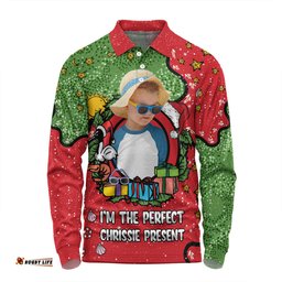 Amazing Aussie Australia Christmas Custom I'm the Perfect Present Red Long Sleeve Polo Shirt